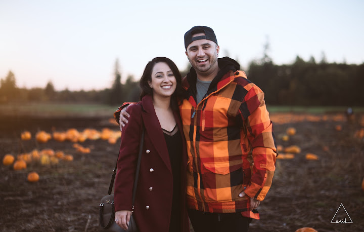 Couple at a pumpkin patch