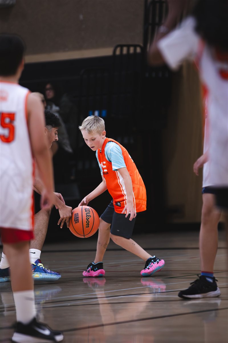Basketball player watching the play develop